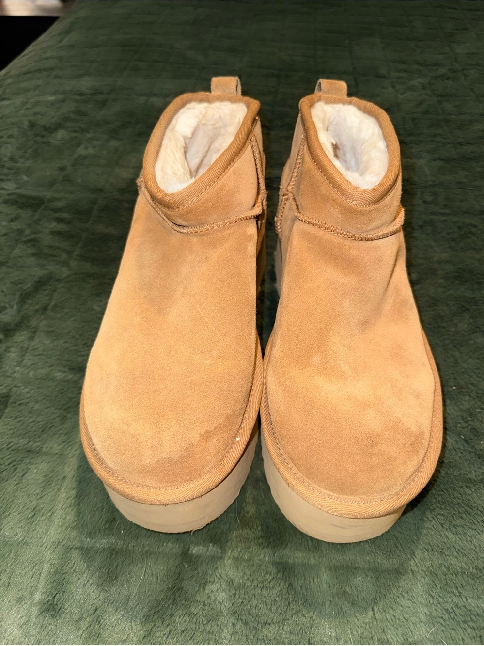 UGG Suede Platform Ankle Boots in Chestnut